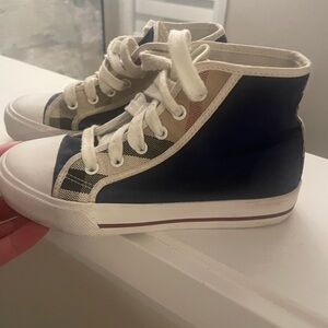 Burberry Kids High-Top Sneakers - Navy and Beige